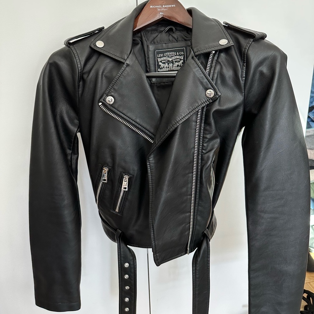 Levi’s black leather moto jacket